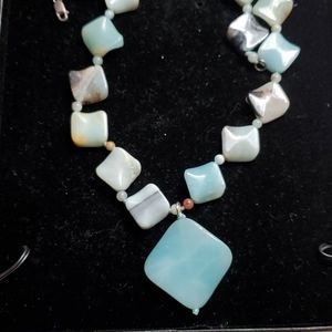 Tiffany  color natural stone  necklace
